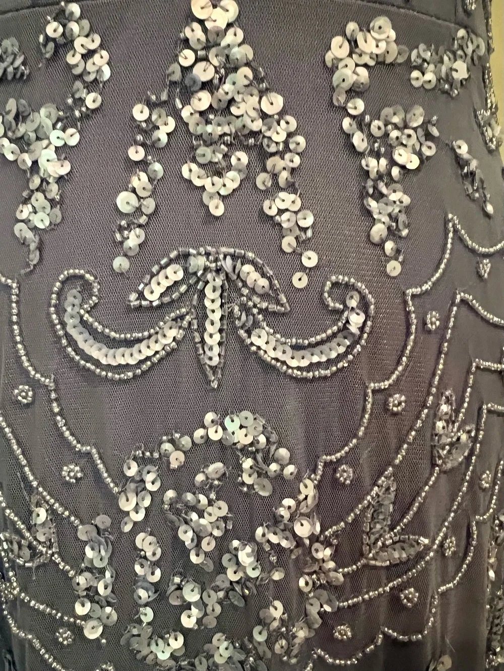Adrianna Papell Dusty Blue V-Neck Embellished Maxi Dress - WORN ONCE- PERFECT